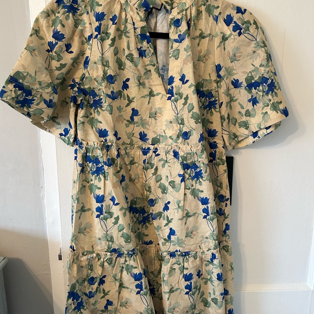 Tuckernuck Blue and Cream Floral Midi Dress